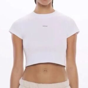 Mad Happy Ribbed Baby Tee White Cropped